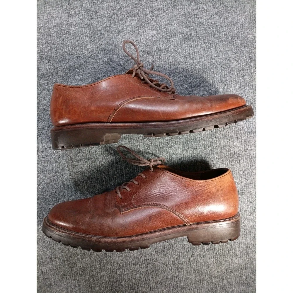Polo Ralph Lauren Men's Brown Leather Lace Up Oxford Shoes Lug Sole Size 9D